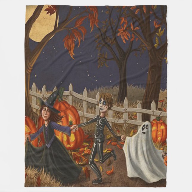Halloween Häxor Gamar och Spöken Oj Fleecefilt (Framsidan)
