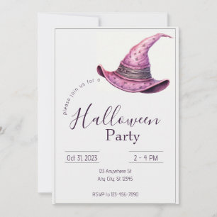 Halloween Häxor Hatt Rosa Inbjudningar