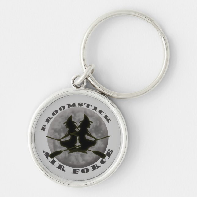 Halloween häxor Keychain Rund Silverfärgad Nyckelring (Framsidan)