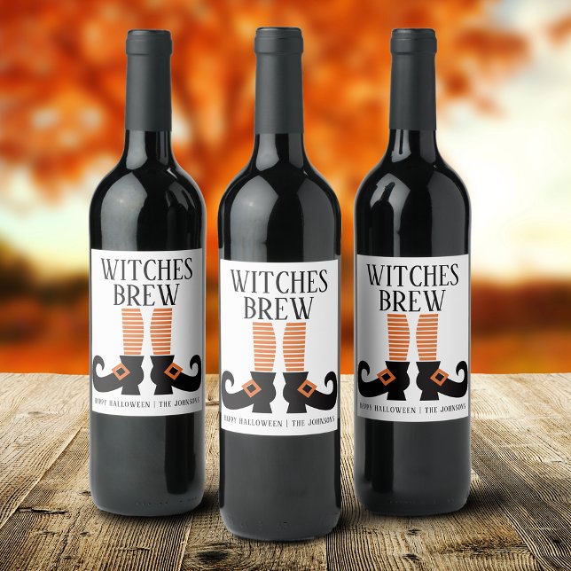 Halloween Häxors Brygd Personlig Vinflaska Etikett (Halloween Witches Brew Personalized Wine Label)
