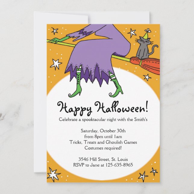 Halloween-häxpartiinbjudningar Inbjudningar (Framsida)