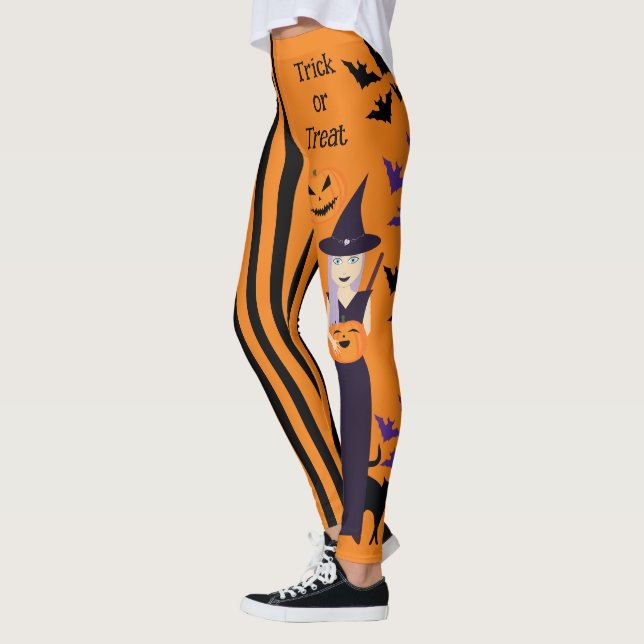 Halloween-häxpumpa fladdermus lodrät rand leggings (Vänster)