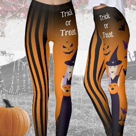 Halloween-häxpumpa fladdermus lodrät rand leggings