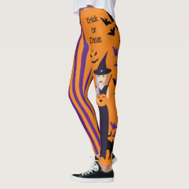Halloween-häxpumpa fladdermus lodrät rand leggings