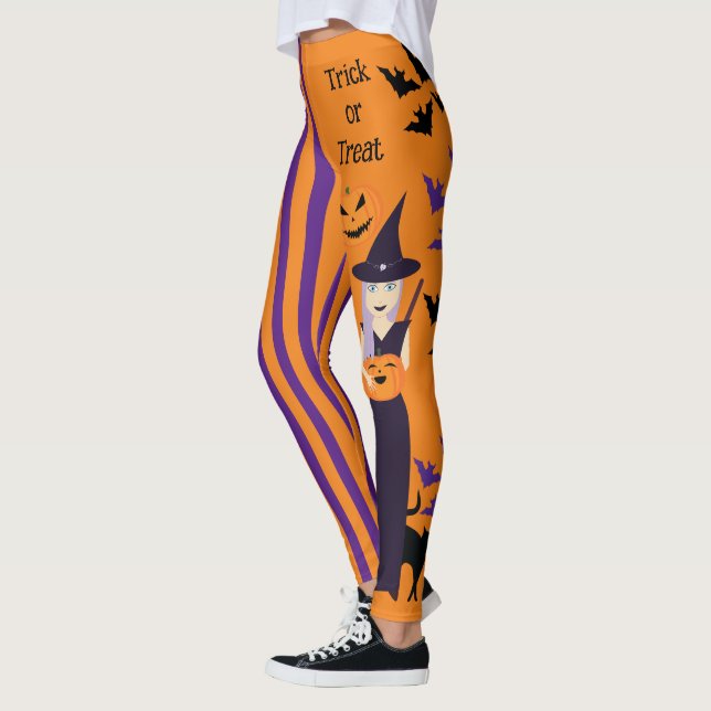 Halloween-häxpumpa fladdermus lodrät rand leggings (Vänster)