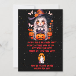 Halloween-häxpumpkinbjudan Inbjudningar