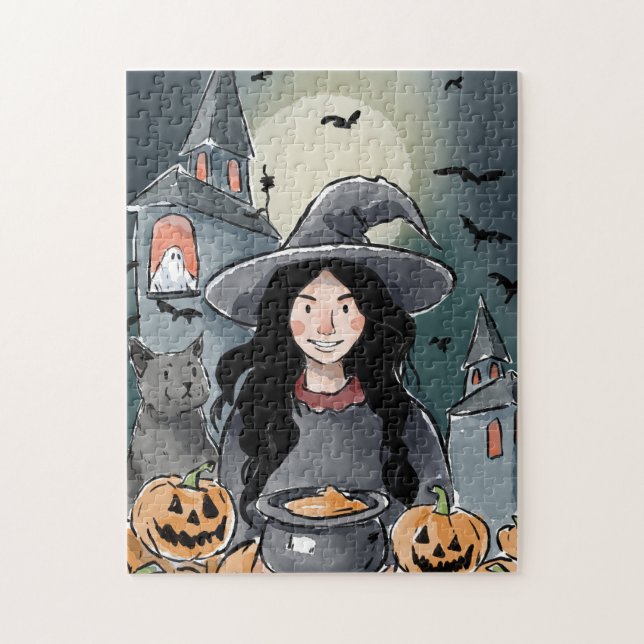 Halloween-häxpussel Pussel (Vertikal)