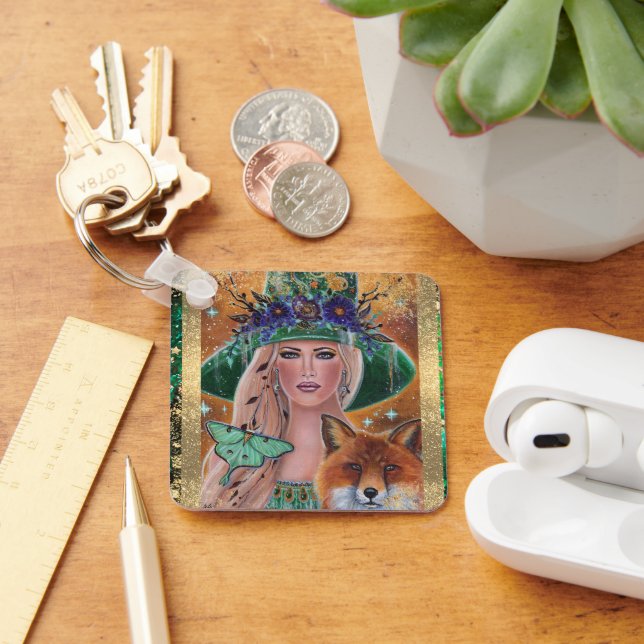 Halloween häxräxart av Renee Lavoie Nyckelring (Skrivbord)