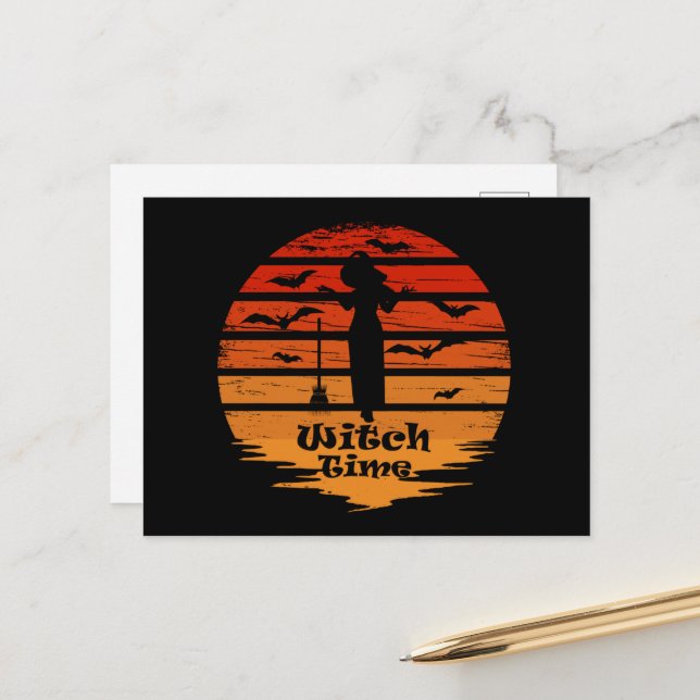 Halloween-häxsäsong Helg Vykort (Fram/Back In Situ)