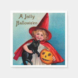 Halloween häxsvart kattunge vintage pappersservett