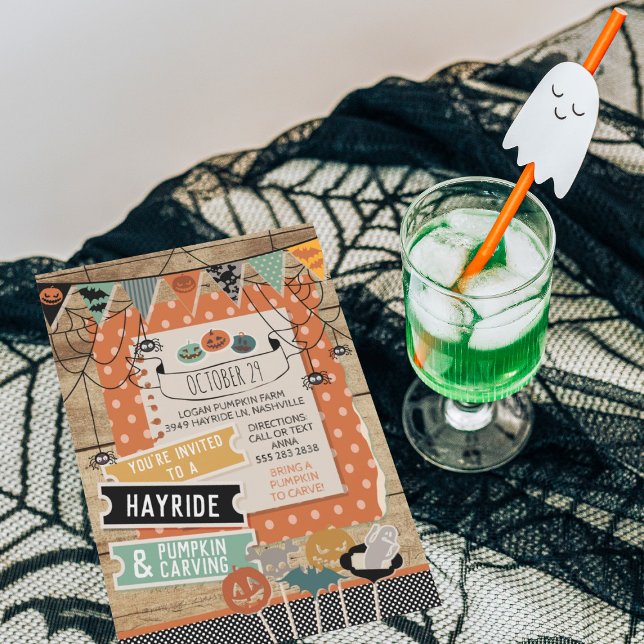 Halloween Hayride och Pumpkin Carving-inbjudan Inbjudningar (Skapare uppladdad)