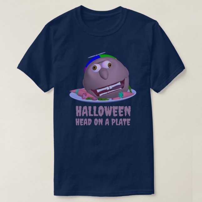 Halloween Head on a Plate med text Johnny T-shirt (Design framsida)