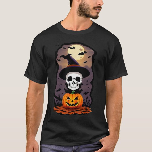 Halloween head orang pumkin Basic Mörk T-Shirt (Framsida)