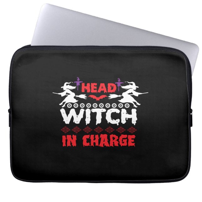 Halloween Head Witch in Charge Birthday Laptop Fodral (Framsidan)