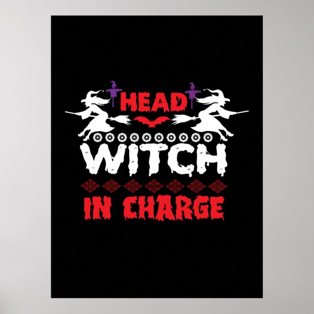 Halloween Head Witch in Charge Birthday Poster (Framsidan)