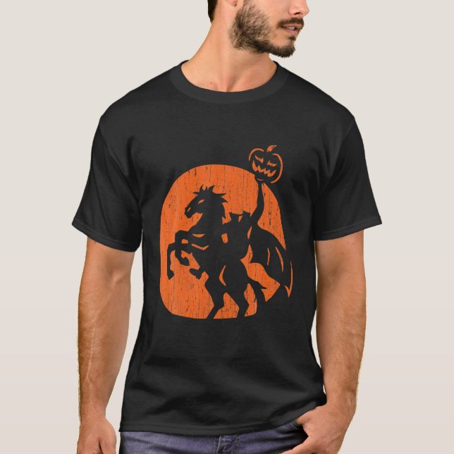 Halloween Headless Horseman Folklore Pumpkin Jacko T Shirt (Framsida)