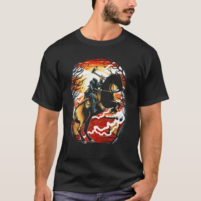 Halloween Headless Horseman och Slees förklaring T Shirt (Framsida)