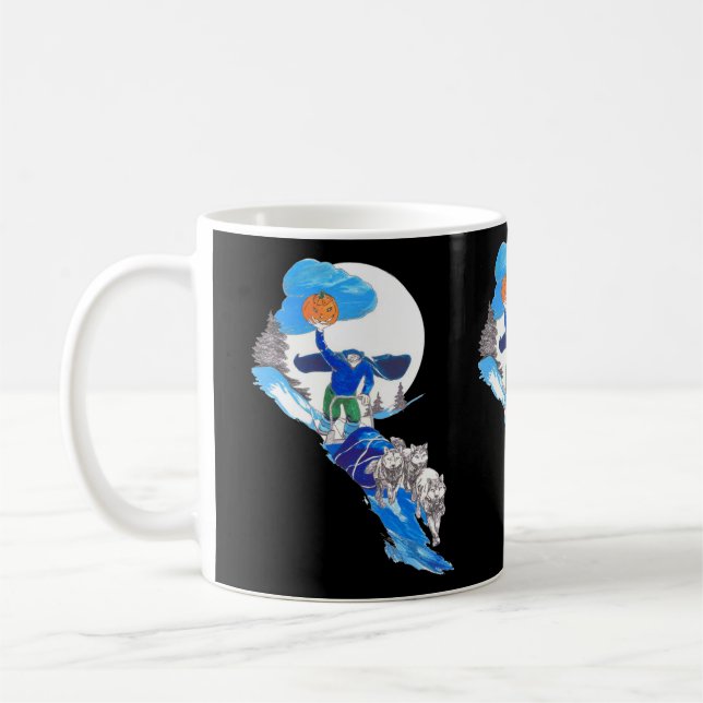 Halloween Headless Hund Musher Kaffemugg (Vänster)