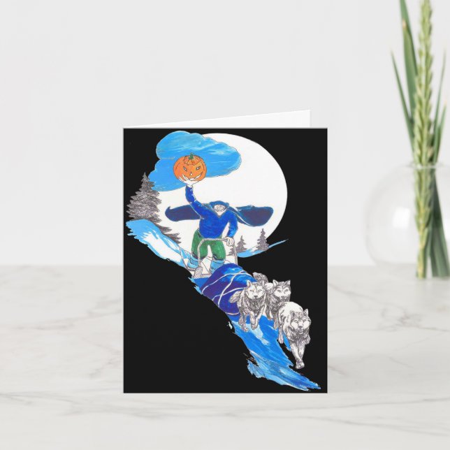 Halloween Headless Musher Notecard Tack Kort (Framsida)