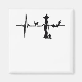 Halloween Heart Beat Black Cat och Fladdermus Magnet