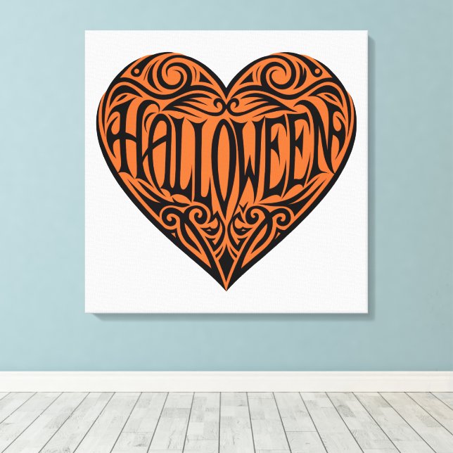 Halloween Heart, Black Heart, Holiday Canvastryck (Insitu (trägolv))