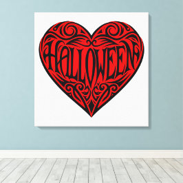 Halloween Heart, Black Heart, Holiday Canvastryck