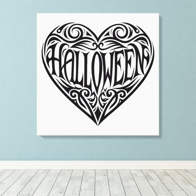 Halloween Heart, Black Heart, Holiday Canvastryck (Insitu (trägolv))