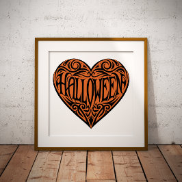 Halloween Heart, Black Heart, Holiday Poster