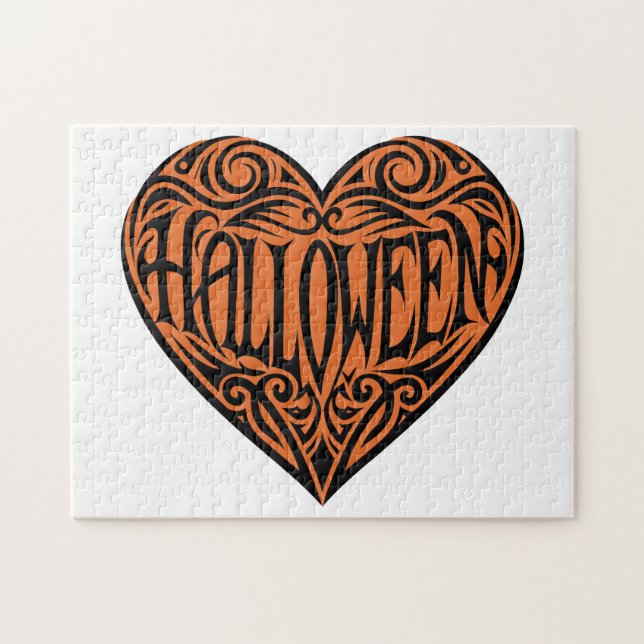 Halloween Heart, Black Heart, Holiday Pussel (Horisontell)