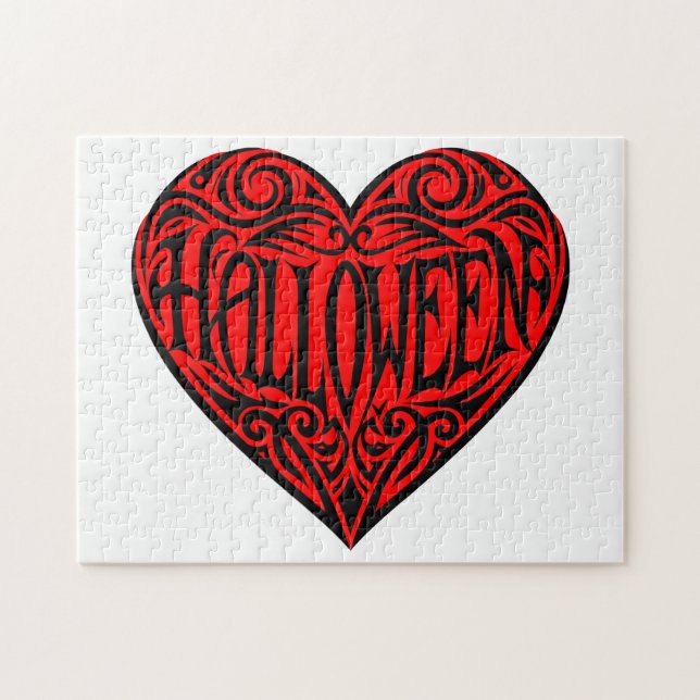 Halloween Heart, Black Heart, Holiday Pussel (Horisontell)