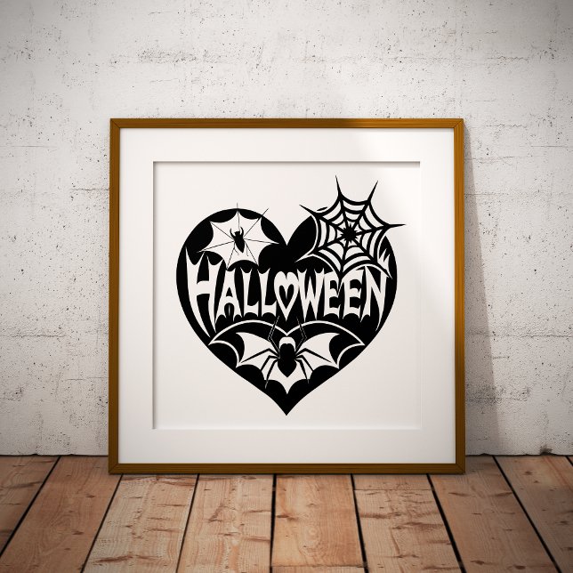 Halloween Heart, Black Heart Shape, Spider Web Fototryck (Skapare uppladdad)