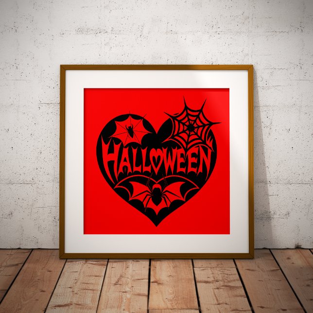 Halloween Heart, Black Heart Shape, Spider Web Poster (Skapare uppladdad)