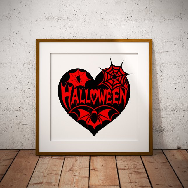 Halloween Heart, Black Heart Shape, Spider Web Poster (Skapare uppladdad)