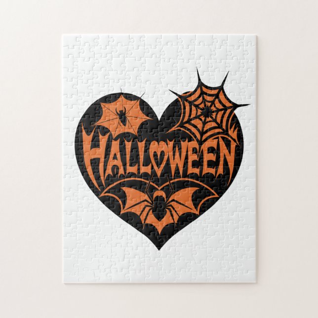 Halloween Heart, Black Heart Shape, Spider Web Pussel (Vertikal)