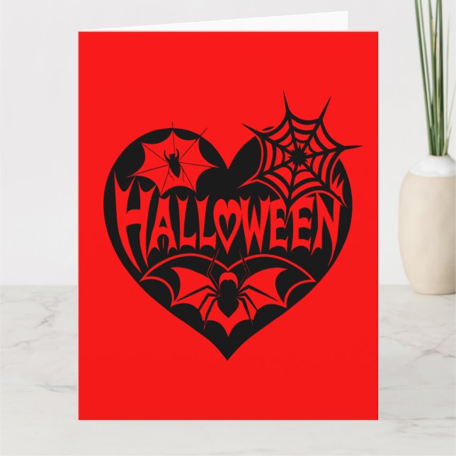 Halloween Heart, Black Heart Shape, Spindelnät Kort (Framsida)