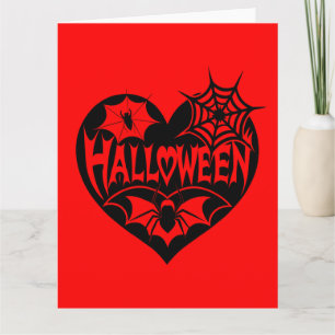 Halloween Heart, Black Heart Shape, Spindelnät Kort