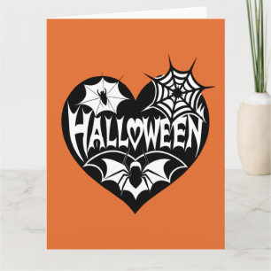 Halloween Heart, Black Heart Shape, Spindelnät Kort