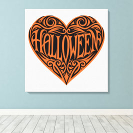 Halloween Heart, Orange Heart, Holiday Canvastryck