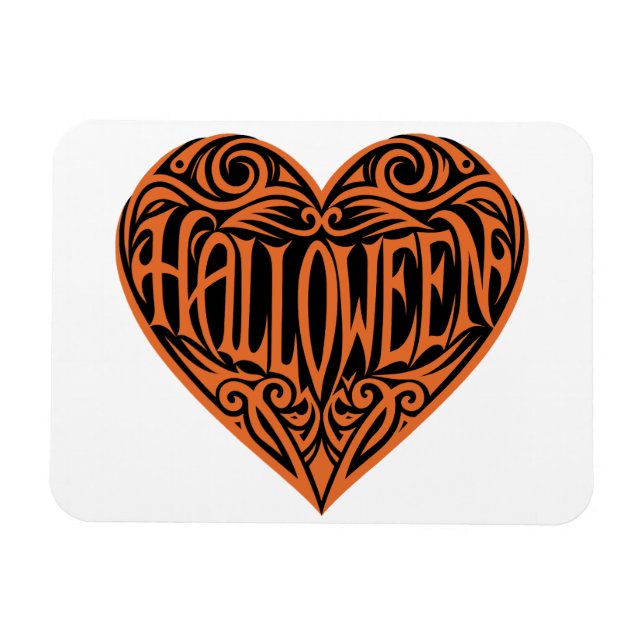 Halloween Heart, Orange Heart, Holiday Magnet (Horisontell)