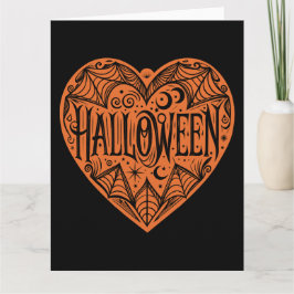 Halloween Heart, Orange Heart Shape, Helgdag Kort