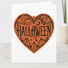 Halloween Heart, Orange Heart Shape, Helgdag Kort