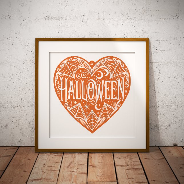 Halloween Heart, Orange Heart Shape, Holiday Fototryck (Skapare uppladdad)