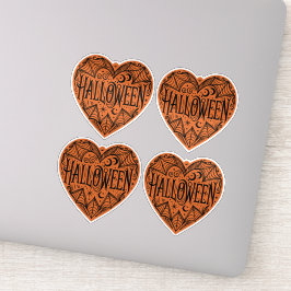 Halloween Heart, Orange Heart Shape, Holiday Klistermärken