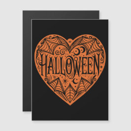 Halloween Heart, Orange Heart Shape, Holiday Magnetisk Inbjudningskort