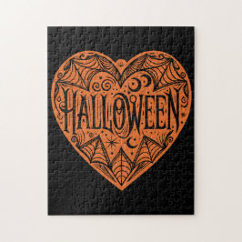 Halloween Heart, Orange Heart Shape, Holiday Pussel