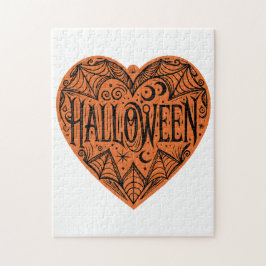 Halloween Heart, Orange Heart Shape, Holiday Pussel