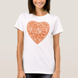 Halloween Heart, Orange Heart Shape, Holiday T Shirt
