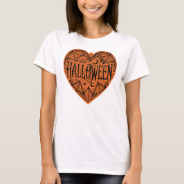 Halloween Heart, Orange Heart Shape, Holiday T Shirt