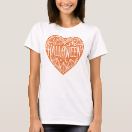 Halloween Heart, Orange Heart Shape, Holiday T Shirt