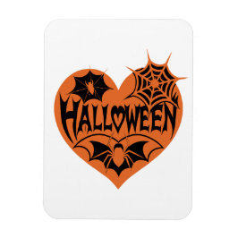 Halloween Heart, Orange Heart Shape, Spider Web Magnet